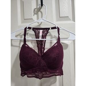 Victoria's‎ Secret PINK Push-up Pigeonnant Lace Underwire Bra Sz  S (D-DD) Wine